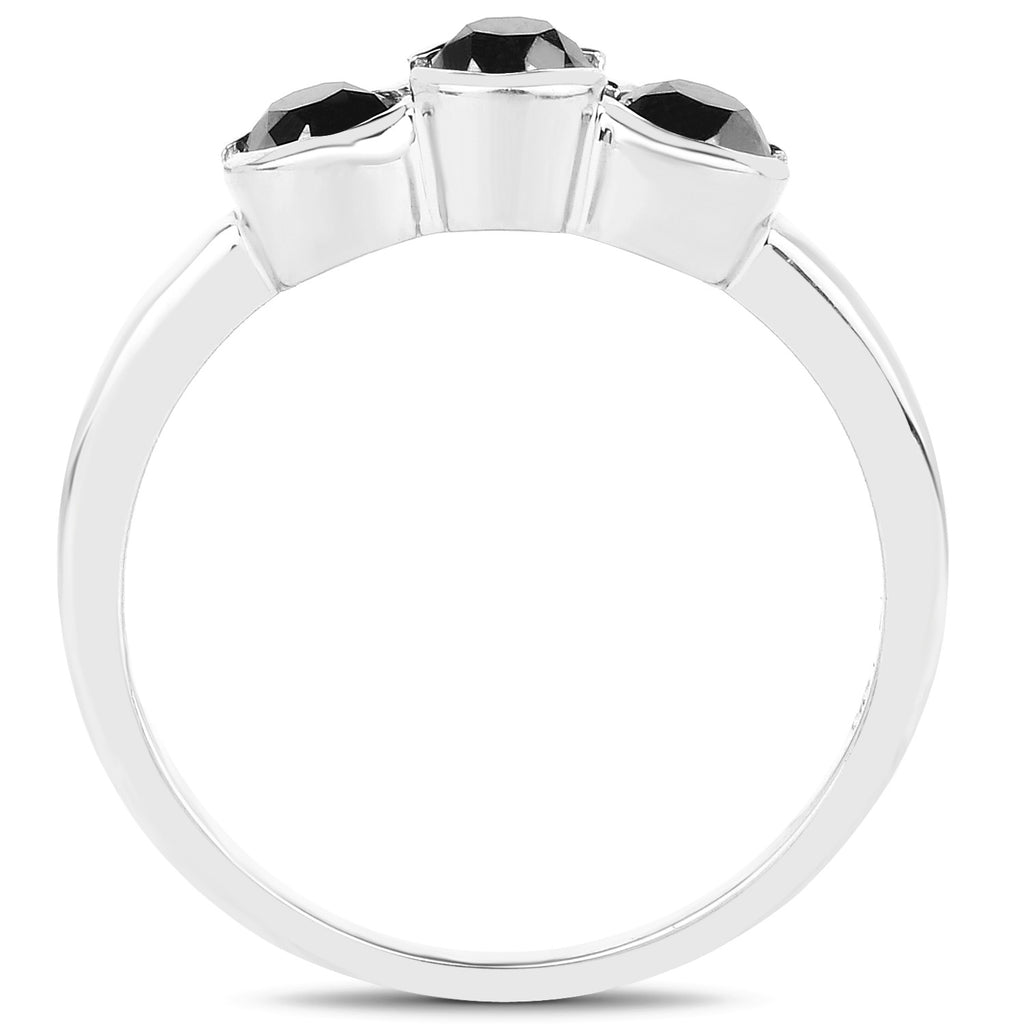 Black Diamond Ring 1.14 Carats Sterling Silver