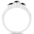 Black Diamond Ring 1.14 Carats Sterling Silver