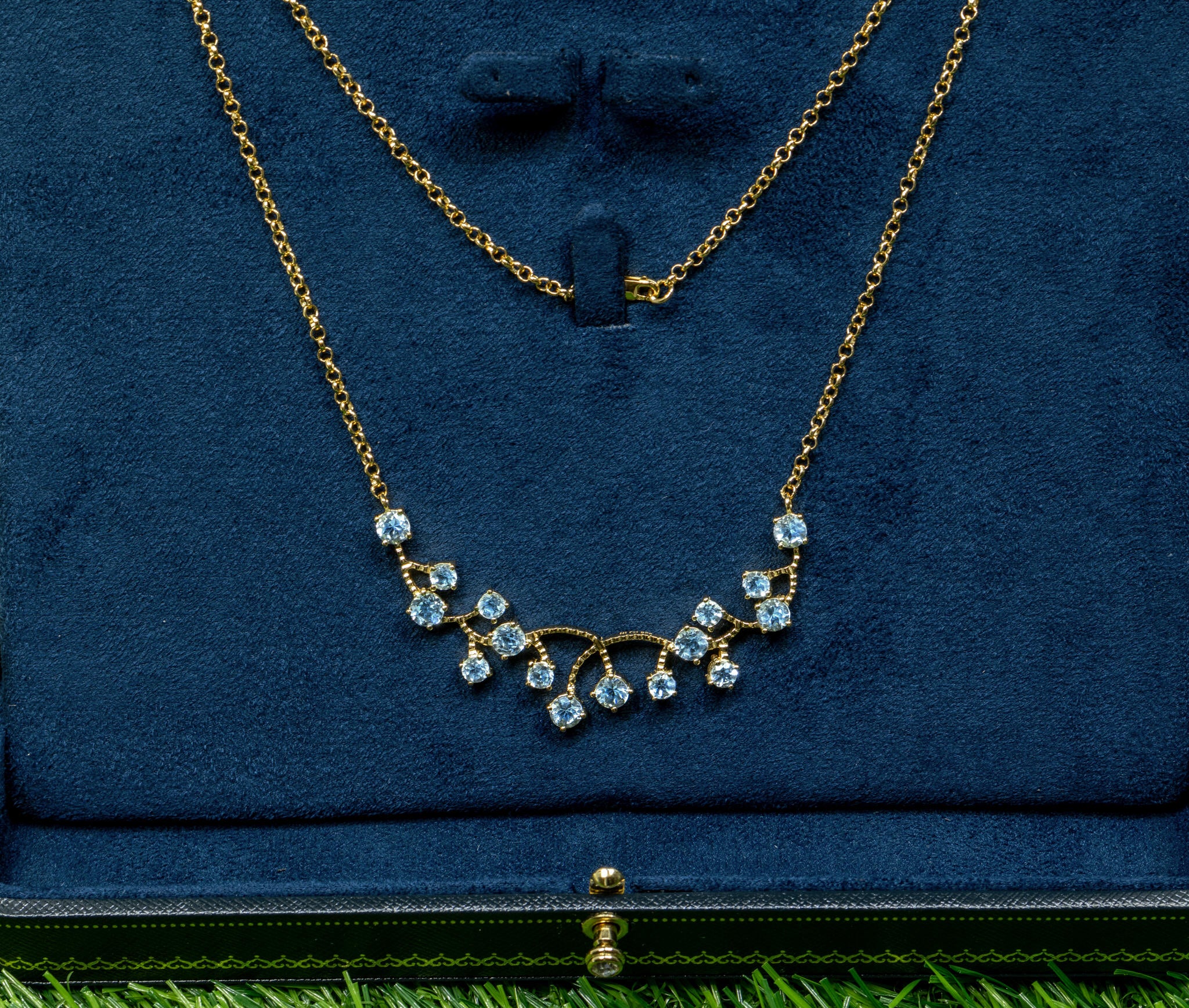 Blue Topaz Necklace 7.32 Carats Gold Plated Sterling Silver