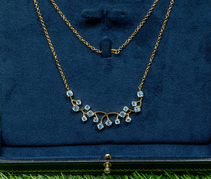 Blue Topaz Necklace 7.32 Carats Gold Plated Sterling Silver