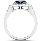 Blue Sapphire Ring With Diamonds 3.66 Carats 14K White Gold