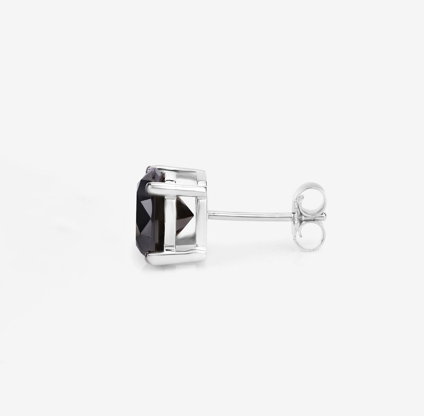 Black Diamond Stud Earrings 4.25 Carats 14K White Gold