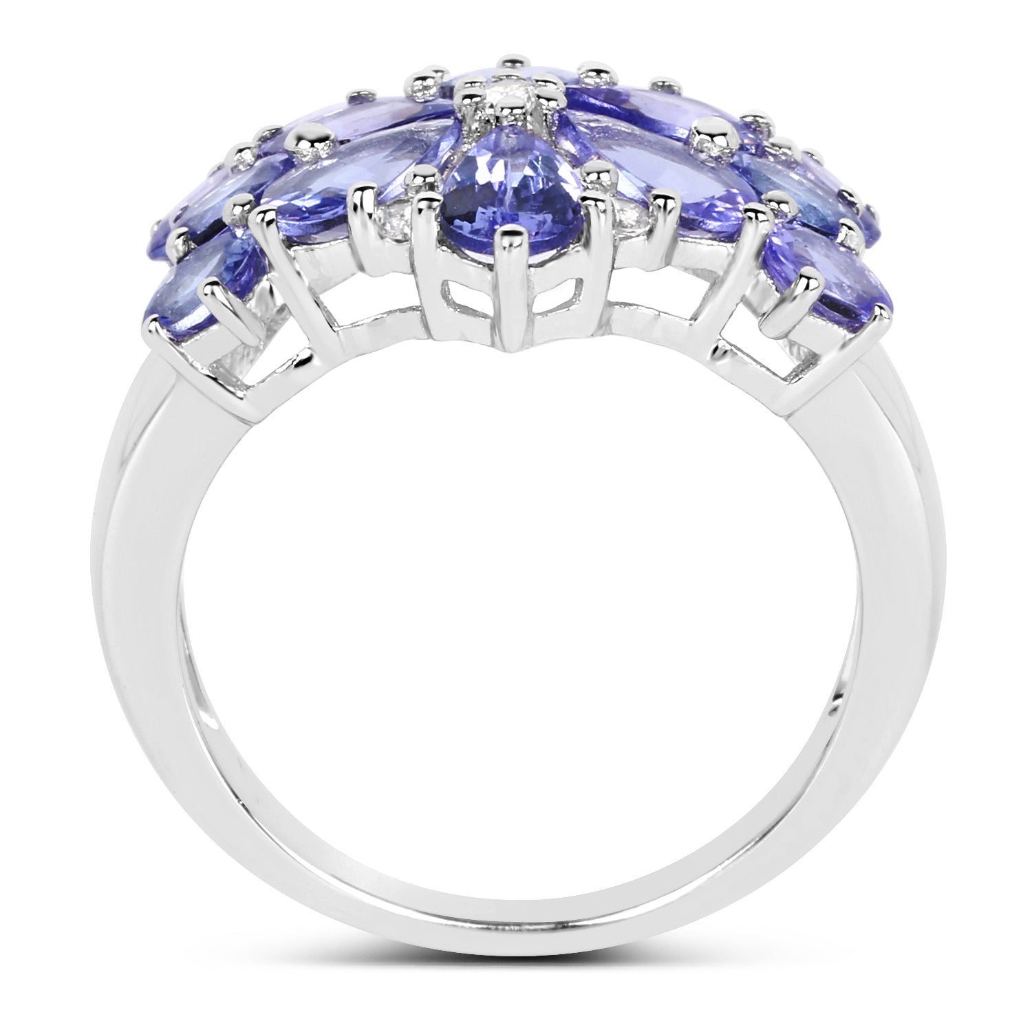 Tanzanite Ring With White Topaz 3.3 Carats Sterling Silver