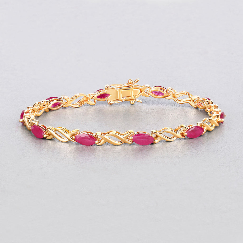 Ruby Bracelet 4.98 Carats 10K Yellow Gold