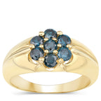 Blue Diamond Ring 0.96 Carats Gold Plated Silver