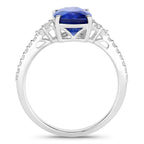 Blue Sapphire Ring With Diamonds 3.04 Carats 18K White Gold