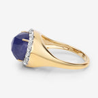 Tanzanite Ring With White Topaz 7.66 Carats Gold Plated Silver