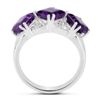 Amethyst Ring With White Topaz 3.06 Carats Sterling Silver