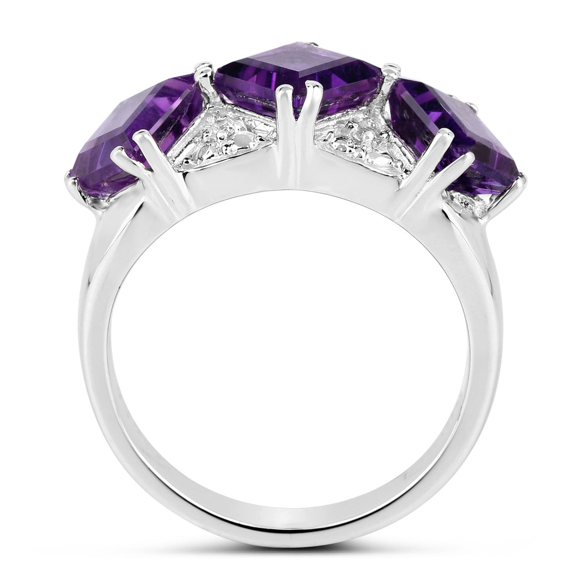 Amethyst Ring With White Topaz 3.06 Carats Sterling Silver
