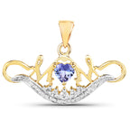 Tanzanite Mom Pendant With White Topaz 0.54 Carats Gold Plated Silver