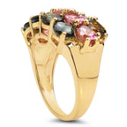 Multicolor Tourmaline Ring 4.52 Carats Gold Plated Silver