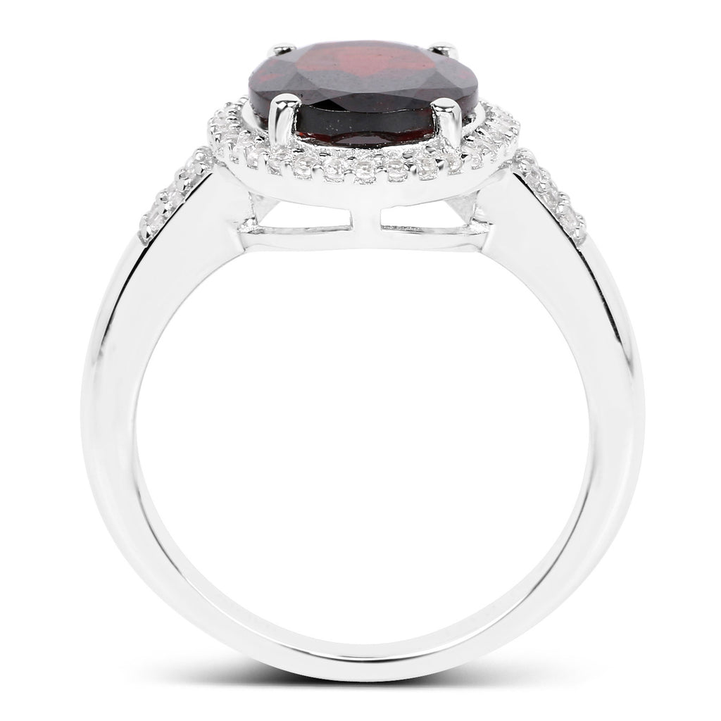 Garnet Ring With White Zircon 3.62 Carats Sterling Silver