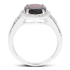 Garnet Ring With White Zircon 3.62 Carats Sterling Silver