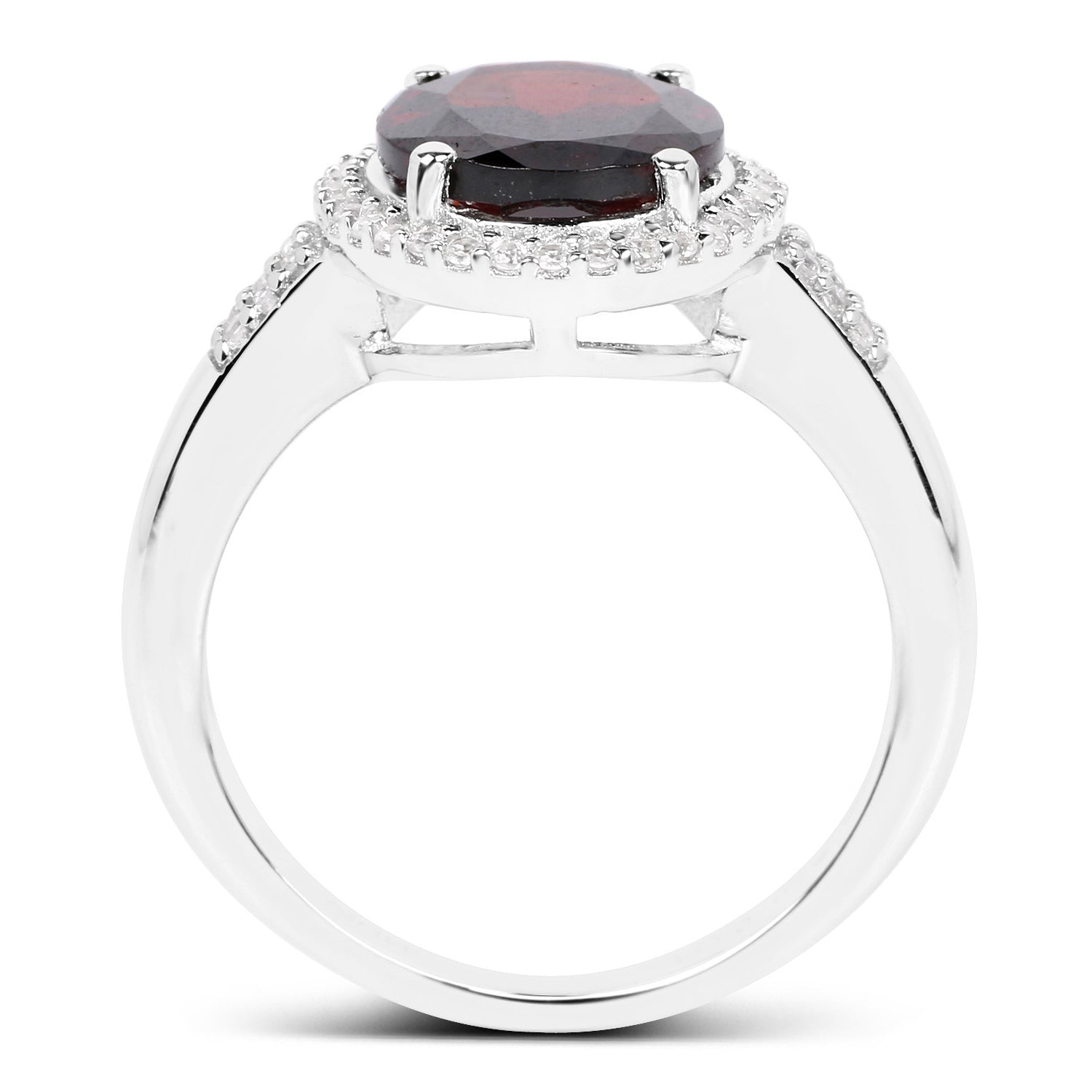 Garnet Ring With White Zircon 3.62 Carats Sterling Silver