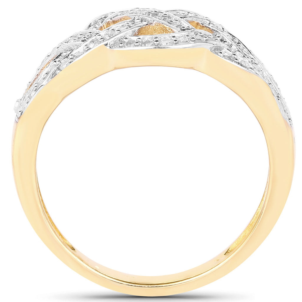 Diamond Knot Ring 0.24 Carats Gold Plated Silver