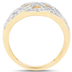 Diamond Knot Ring 0.24 Carats Gold Plated Silver