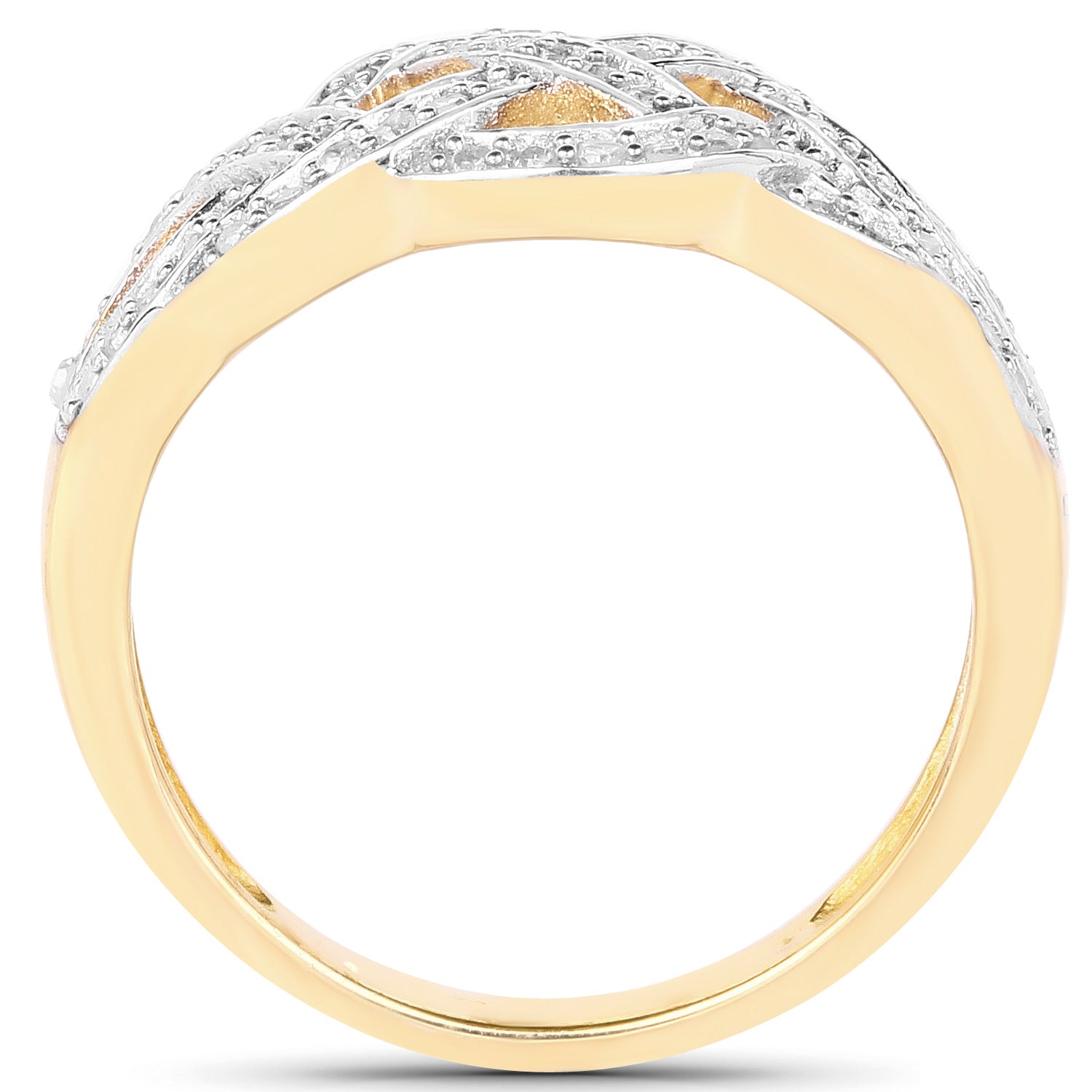 Diamond Knot Ring 0.24 Carats Gold Plated Silver