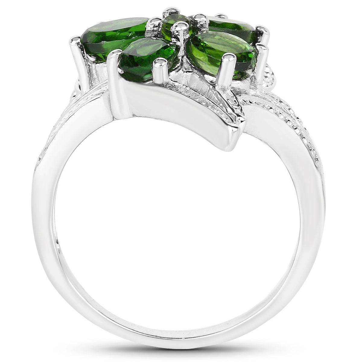 Chrome Diopside Butterfly Ring 1.58 Carats Sterling Silver