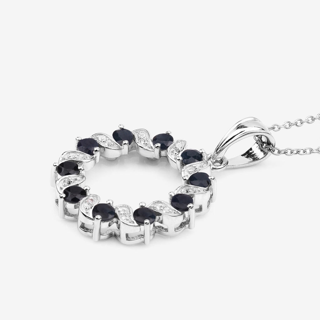 Blue Sapphire Pendant With White Topaz 1.26 Carats Sterling Silver