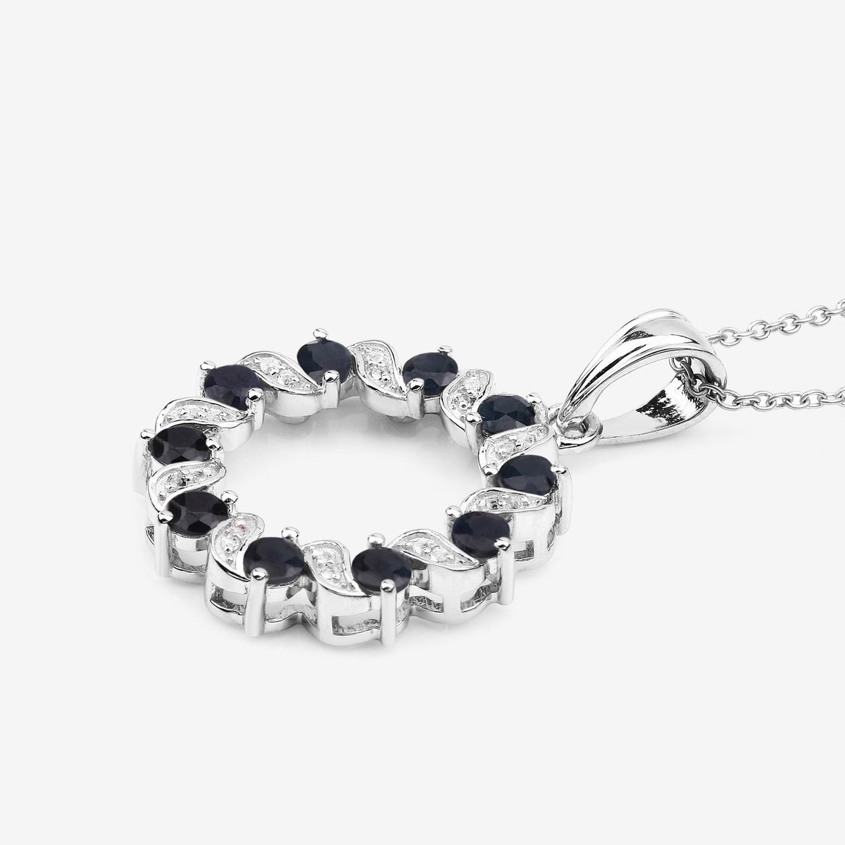 Blue Sapphire Pendant With White Topaz 1.26 Carats Sterling Silver