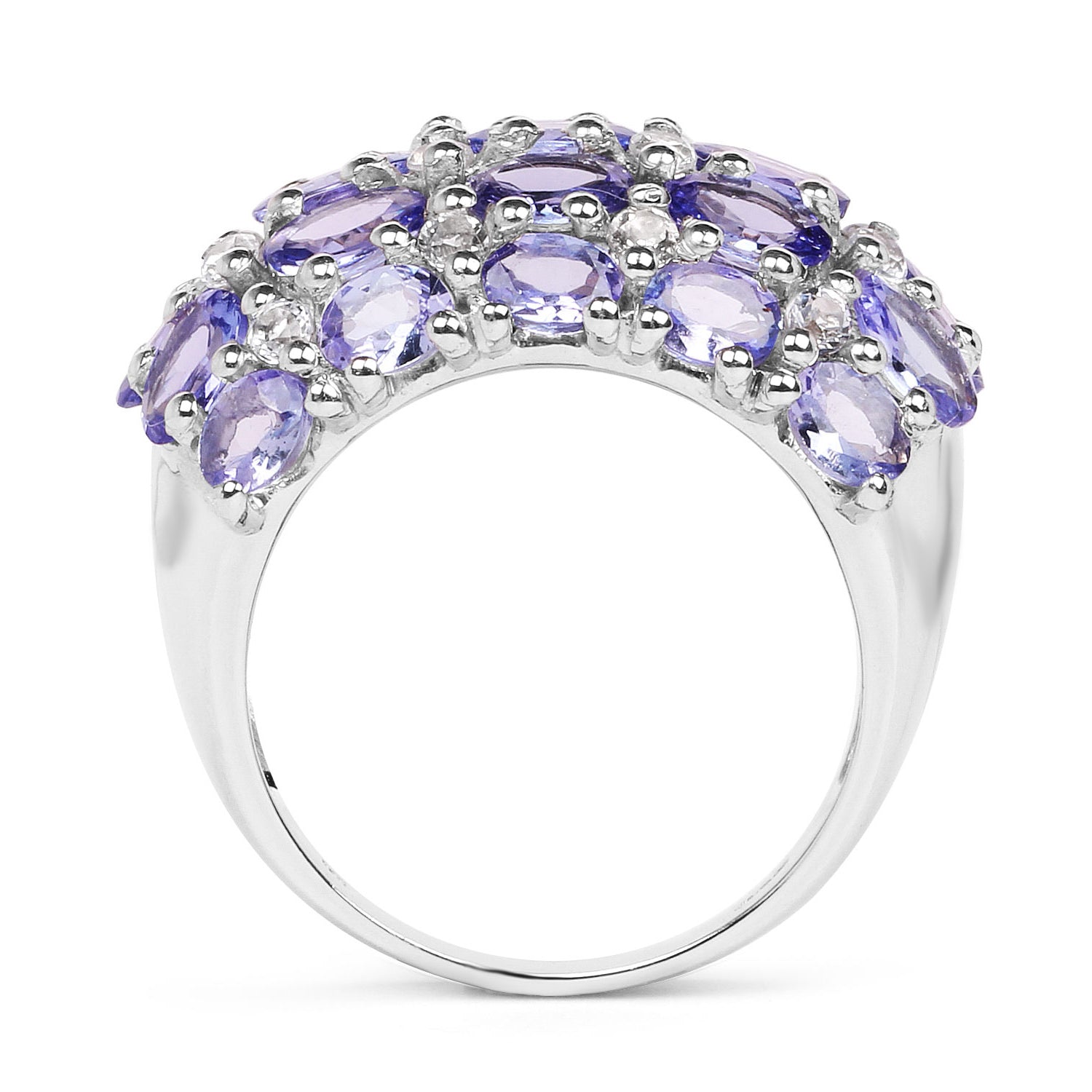 Tanzanite Ring With White Topaz 7.24 Carats Sterling Silver