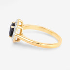 Blue Sapphire Ring With Diamonds 1.3 Carats 10K Yellow Gold