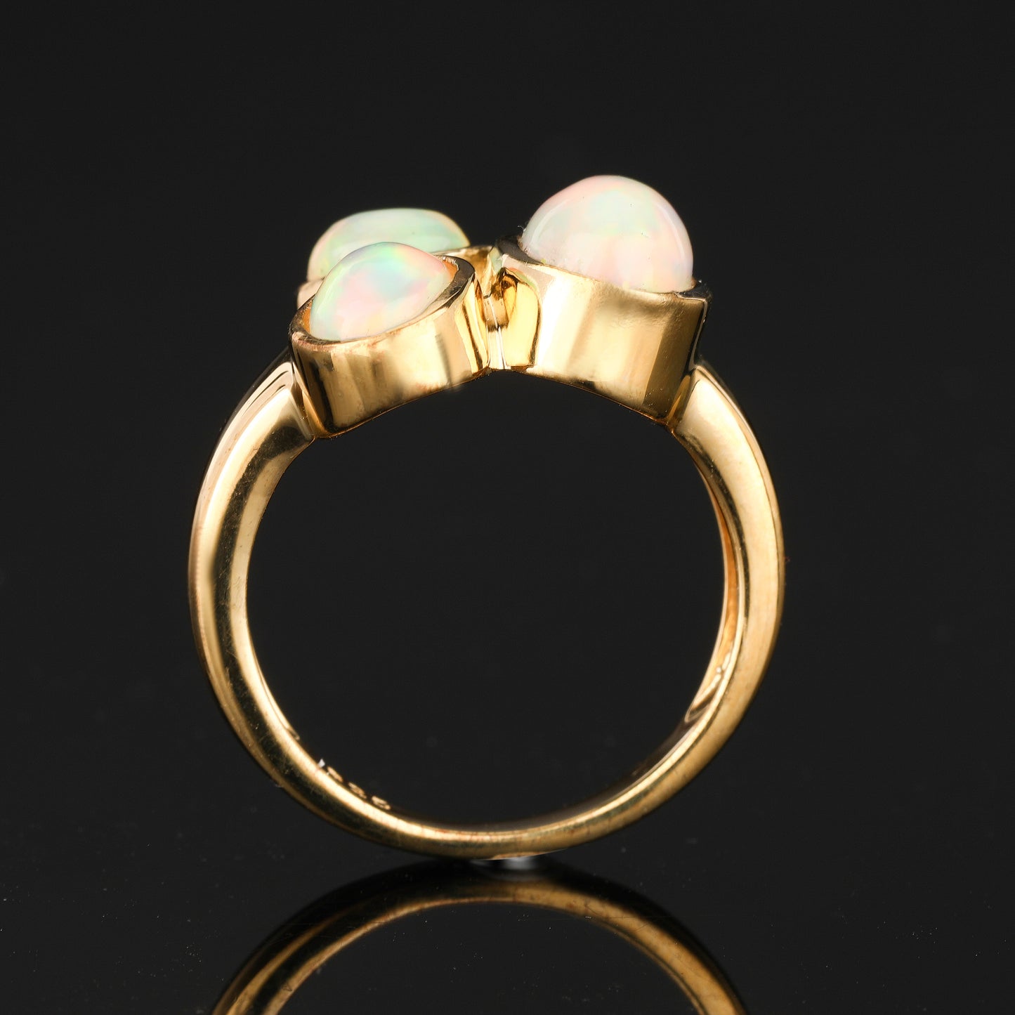 Natural Ethiopian Opal Ring 1.58 Carats Gold Plated Silver