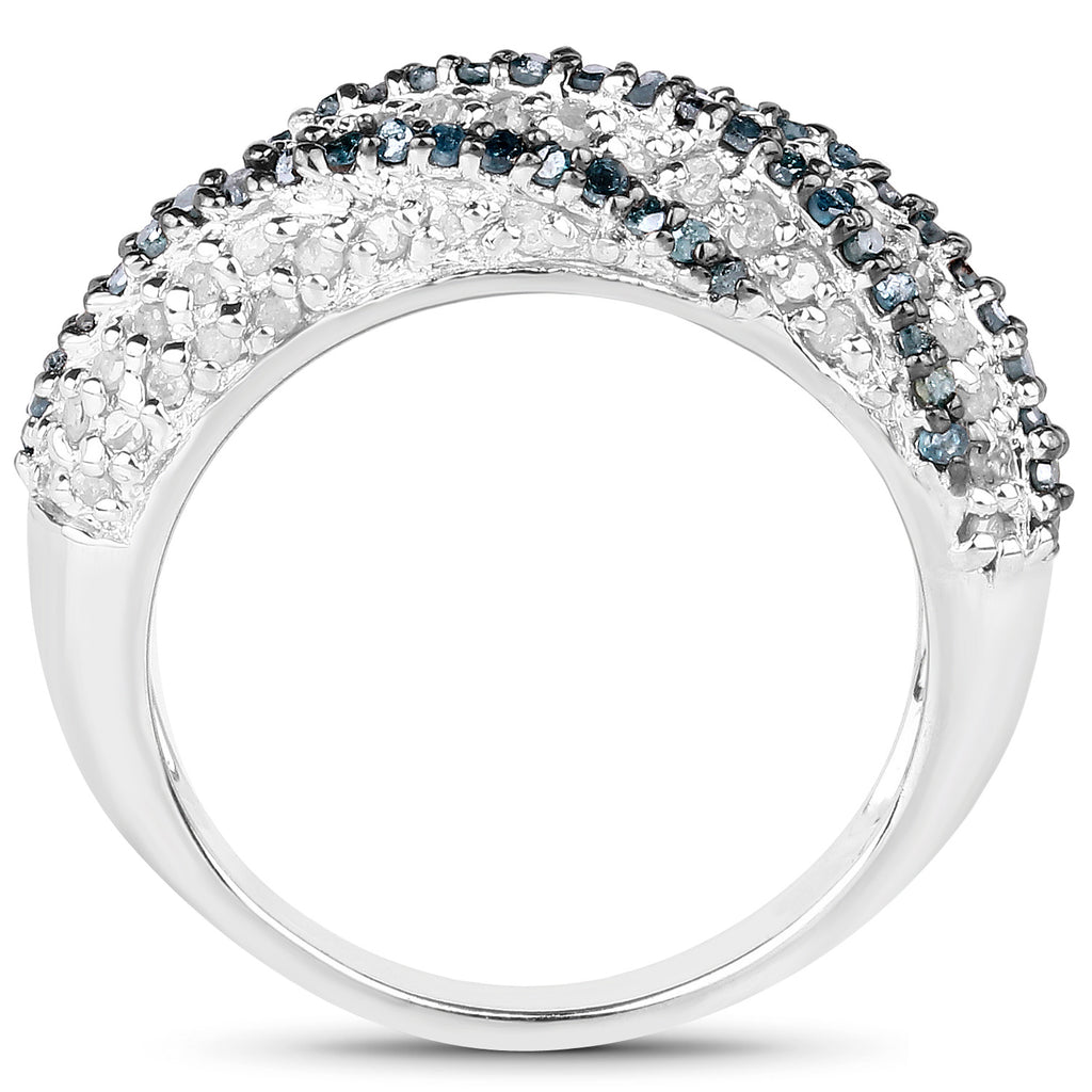 Multicolor Diamond Ring 1.22 Carats Sterling Silver