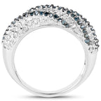 Multicolor Diamond Ring 1.22 Carats Sterling Silver