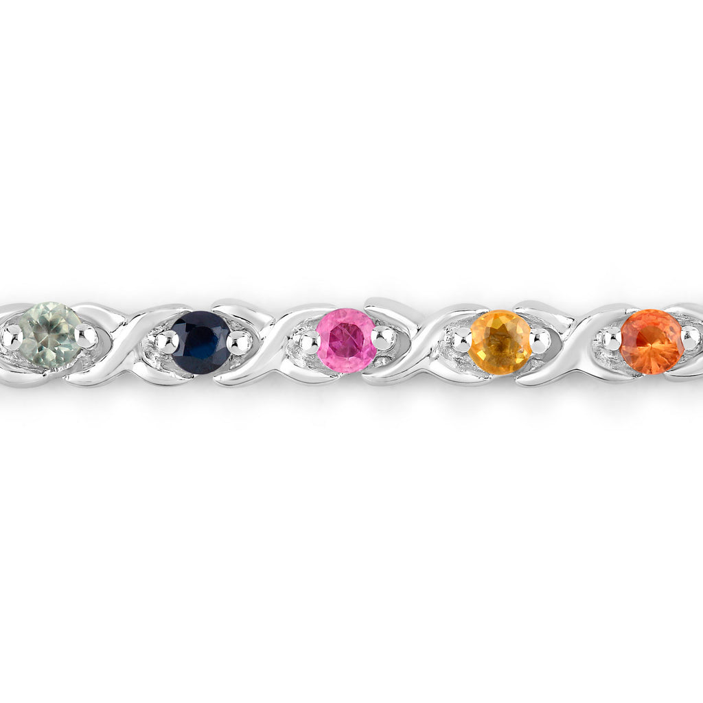 Multicolor Sapphire Bracelet 0.78 Carats Sterling Silver