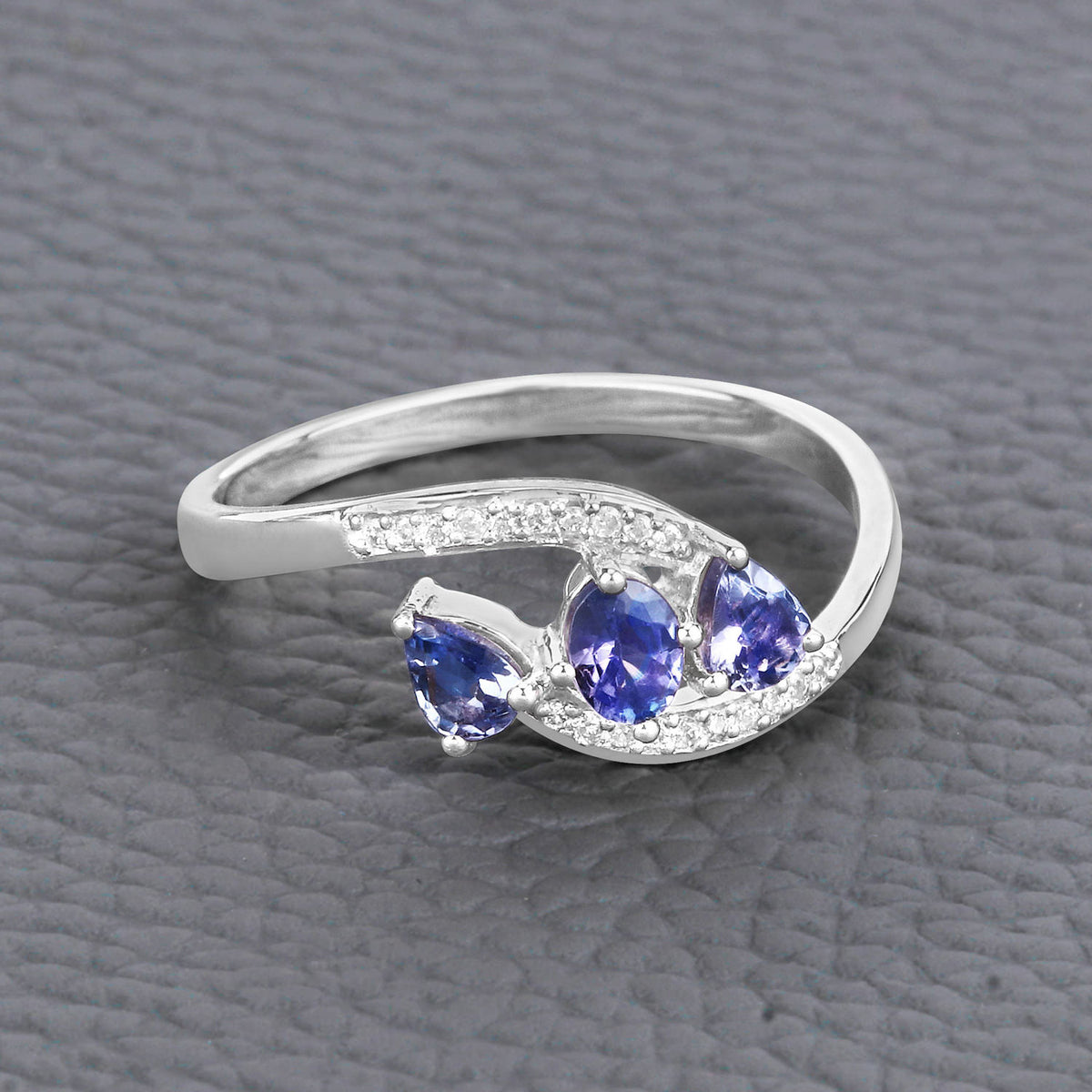 Tanzanite Ring With Diamonds 0.46 Carats 14K White Gold