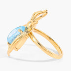 Blue Topaz Spider Ring 4.48 Carats Gold Plated Silver