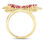 Ruby Butterfly Ring 2.98 Carats Gold Plated Silver