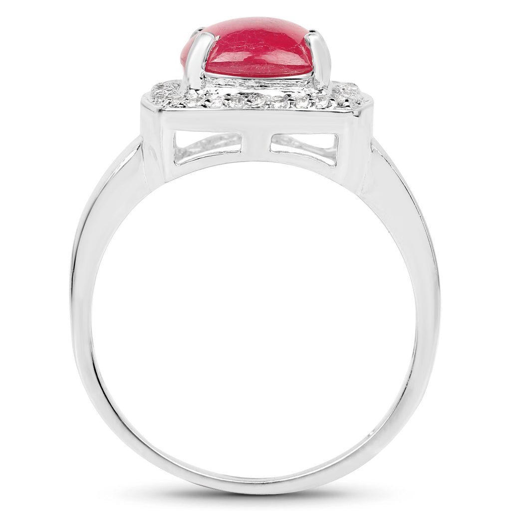 Ruby Ring With White Topaz 3.28 Carats Sterling Silver