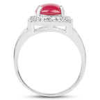 Ruby Ring With White Topaz 3.28 Carats Sterling Silver