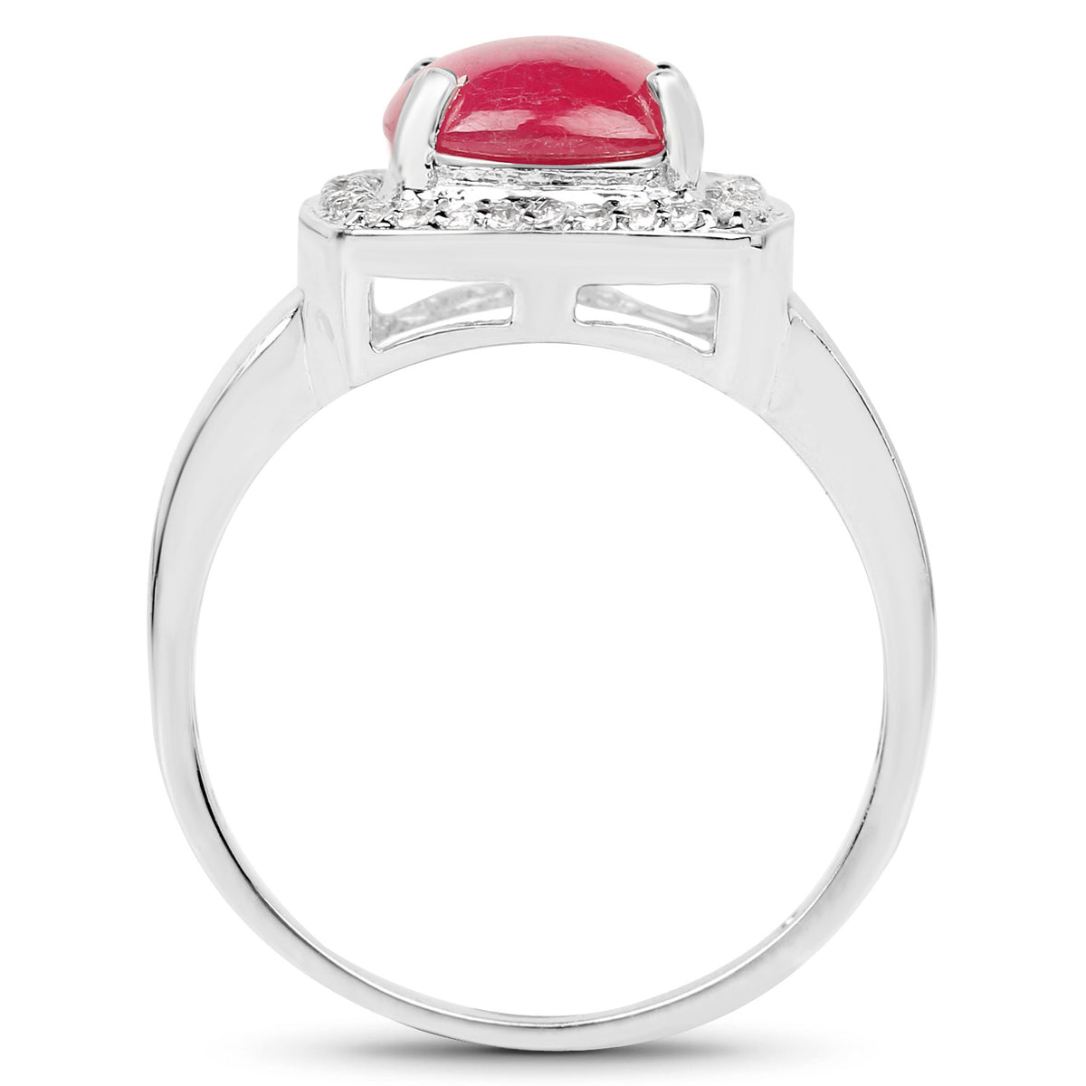 Ruby Ring With White Topaz 3.28 Carats Sterling Silver