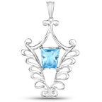 Swiss Blue Topaz Pendant 5.66 Carats Sterling Silver