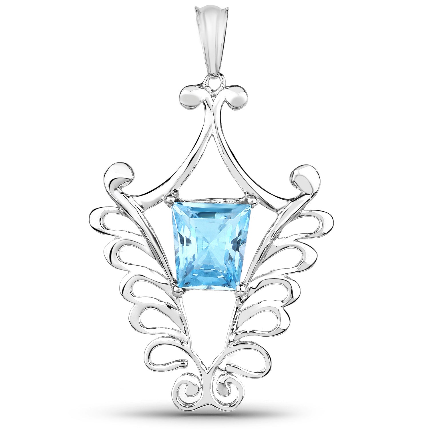 Swiss Blue Topaz Pendant 5.66 Carats Sterling Silver