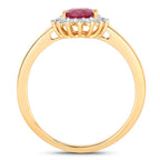 Ruby Ring With Diamonds 0.98 Carats 10K Yellow Gold
