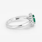 Zambian Emerald Ring With Diamonds 0.82 Carats 14K White Gold