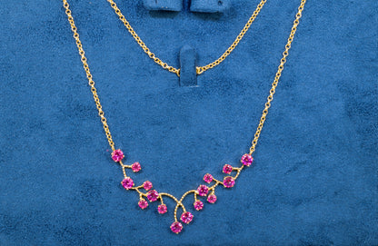 Pink Topaz Necklace 7.9 Carats 18K Yellow Gold Plated Sterling Silver