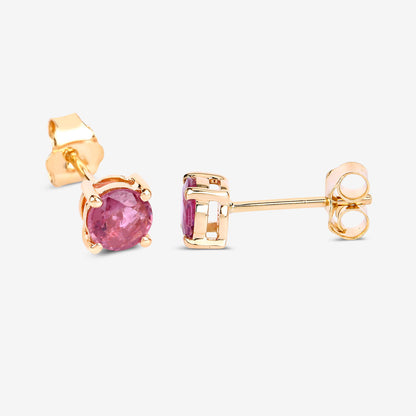 Pink Sapphire Stud Earrings 1.29 Carats 10K Yellow Gold