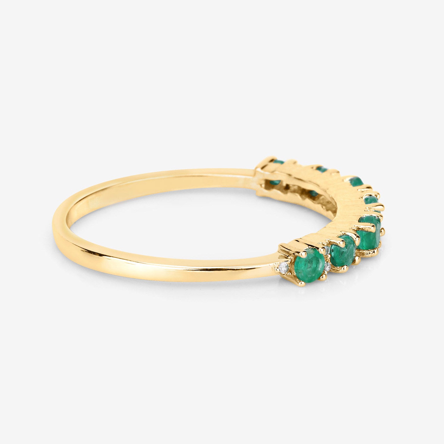 Zambian Emerald Ring With Diamonds 0.32 Carats 14K Yellow Gold