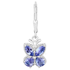 Tanzanite Butterfly Dangle Earrings 2.07 Carats Sterling Silver