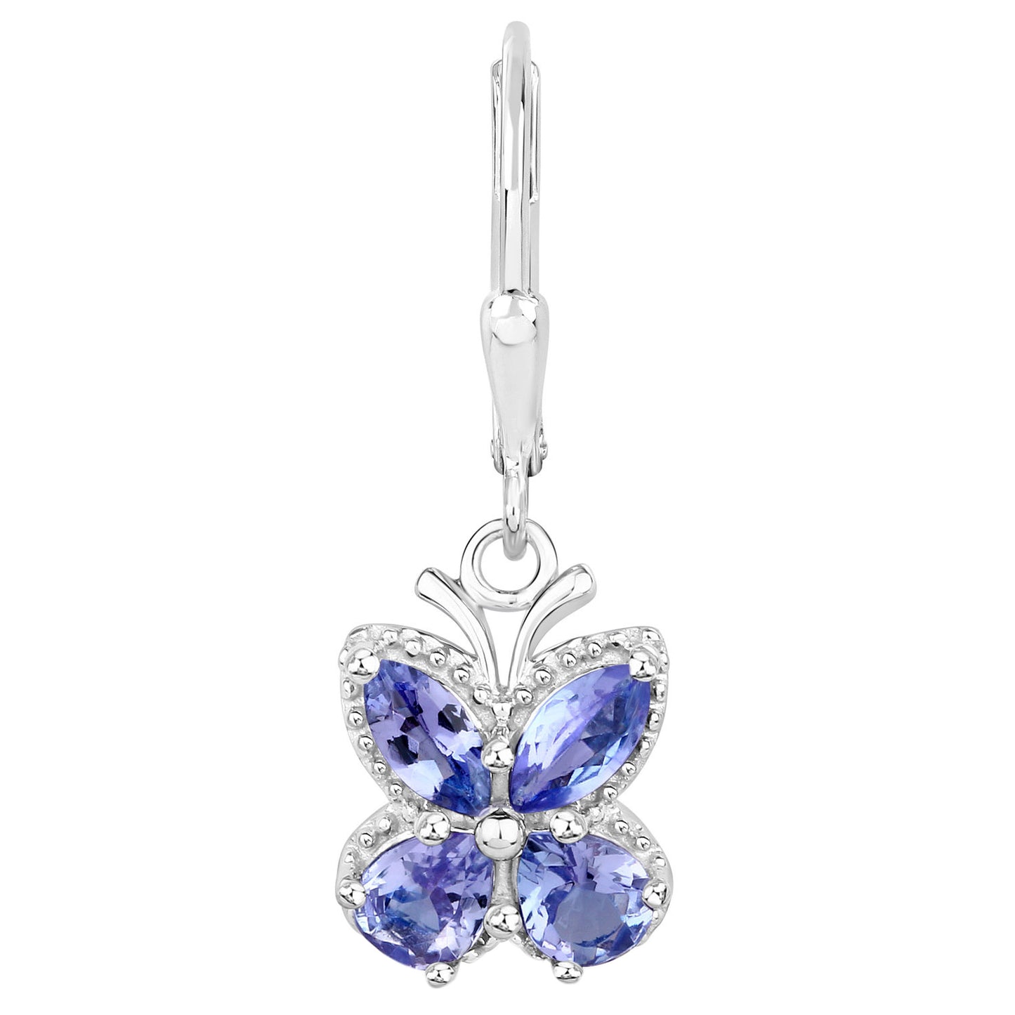 Tanzanite Butterfly Dangle Earrings 2.07 Carats Sterling Silver