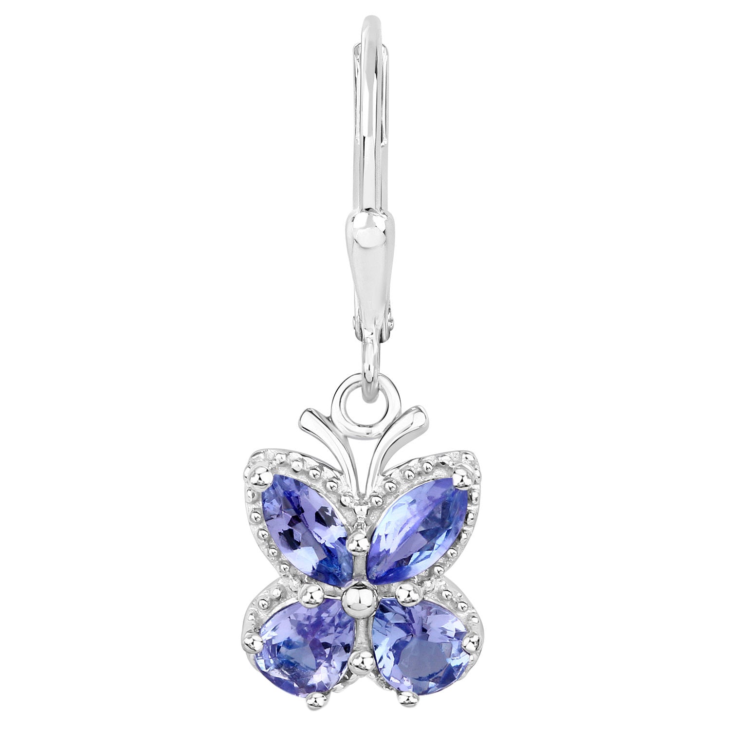 Tanzanite Butterfly Dangle Earrings 2.07 Carats Sterling Silver
