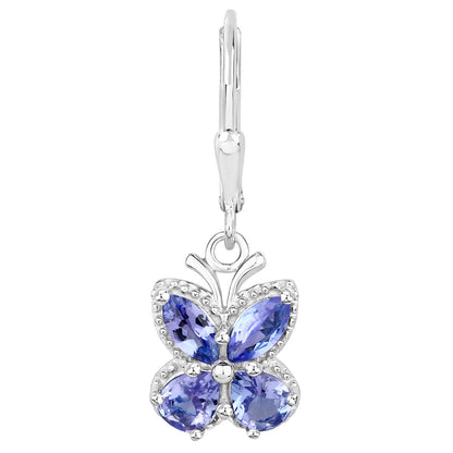 Tanzanite Butterfly Dangle Earrings 2.07 Carats Sterling Silver