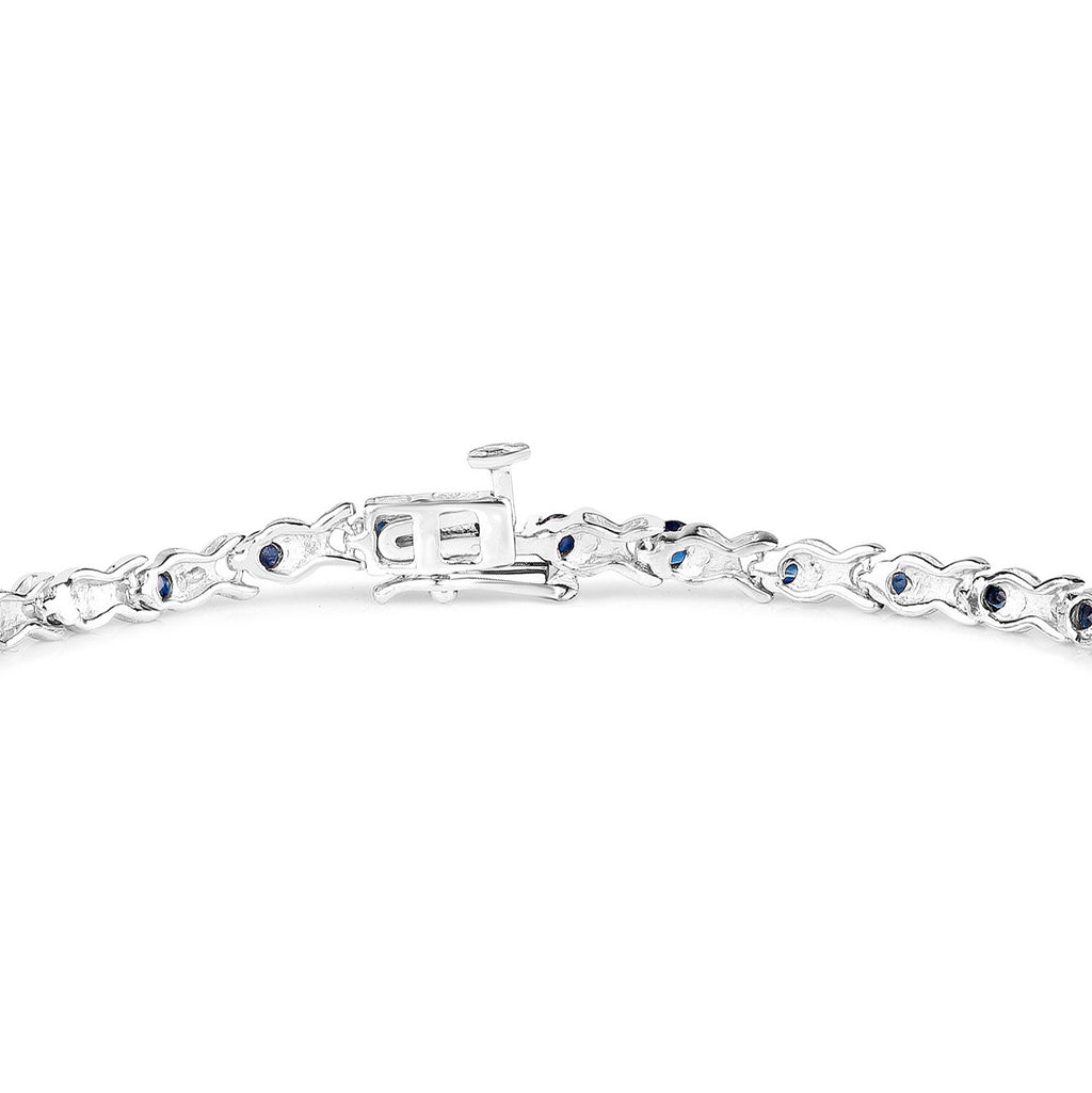 Blue Sapphire Tennis Bracelet 2.2 Carats Sterling Silver