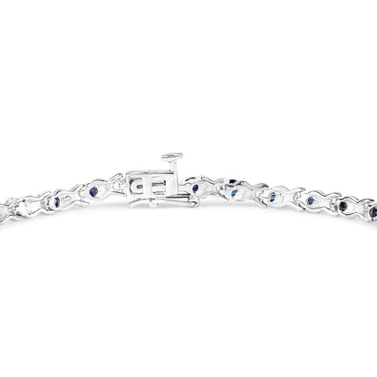 Blue Sapphire Tennis Bracelet 2.2 Carats Sterling Silver