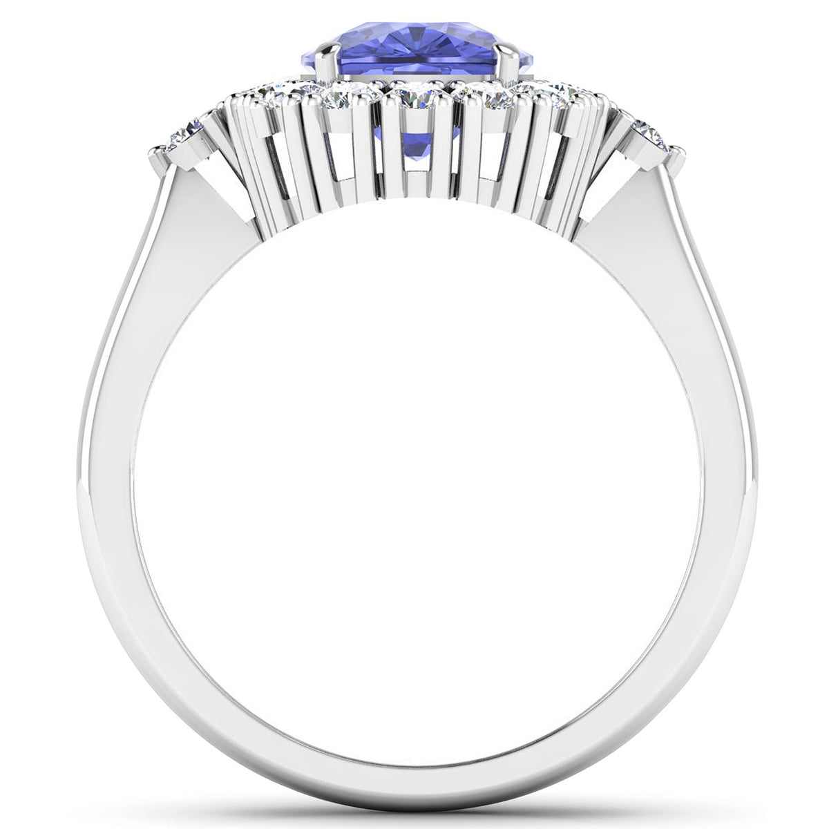 Tanzanite Ring With Diamonds 2.6 Carats 14K White Gold